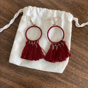 *Never Worn* Burgundy Tassel Earrings